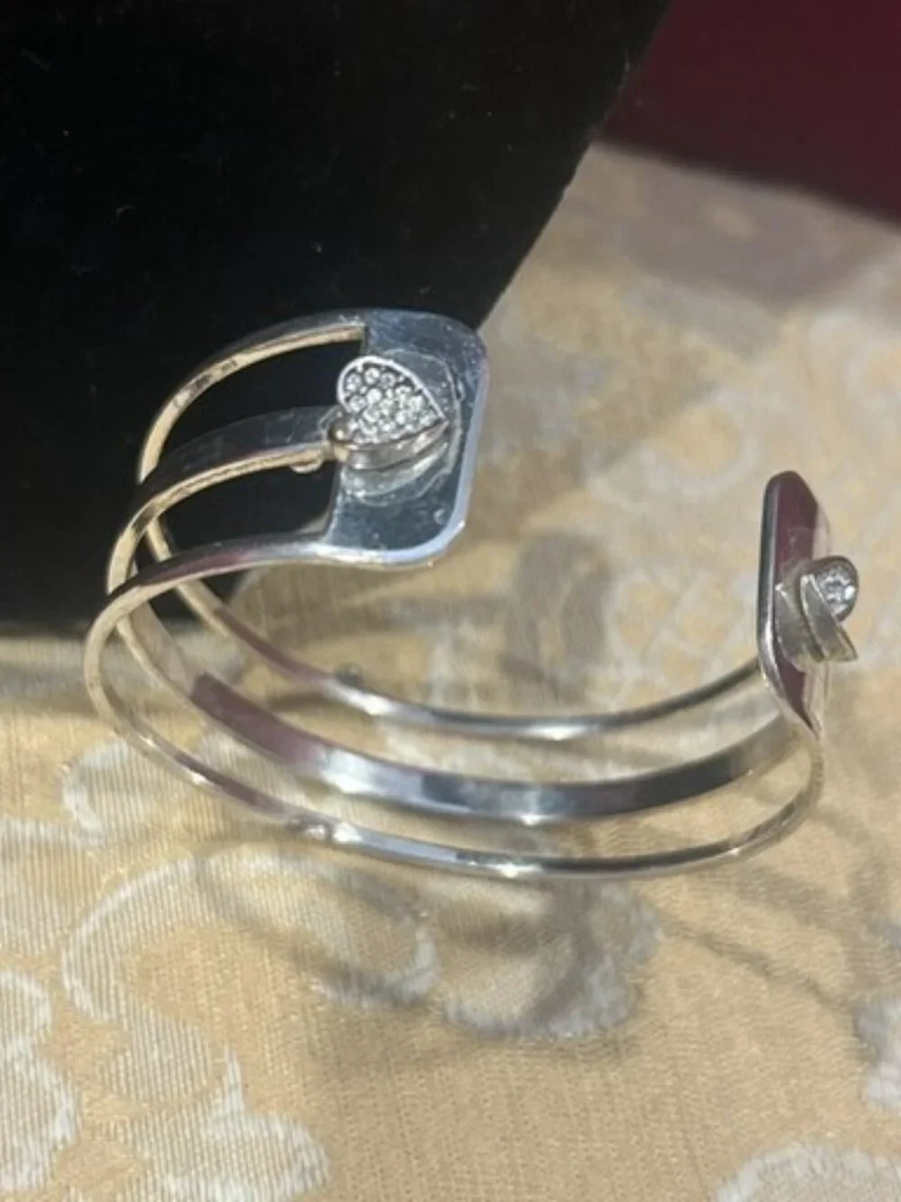 BRIGHTON “CHRISTO” Heart Swarovski Crystal 3-Wire Cuff BRACELET